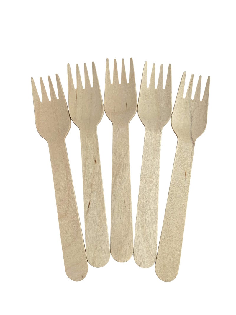 KingSeal 100 Count | KingSeal Disposable Birch Wood Cutlery Forks, Biodegradable and Earth Friendly, FSC Certified, 6 Inch Length - 1 Pack of 100 Forks - Image 1